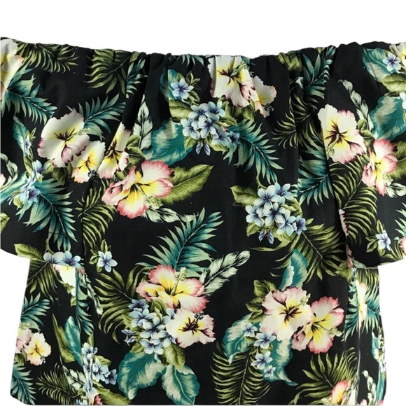 NWT Topshop tropical off-the-shoulder top 2 - Picture 2 of 8